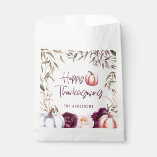 pumpkin floral fall thanksgiving party favour bag