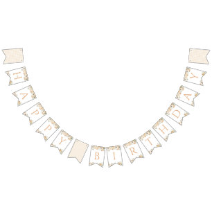 Pumpkin Floral Happy Birthday Banner