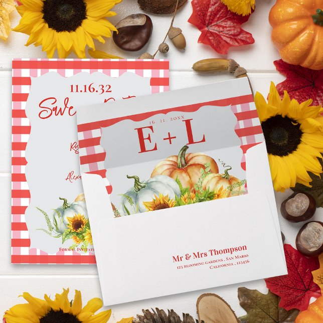 Pumpkin Floral Monogram and Return Address Wedding Envelope (Pumpkin Floral Monogram and Return Address Wedding Envelope)