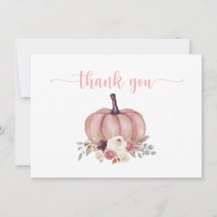 Pumpkin Floral, Rustic Shower, Birthday Thank You Card