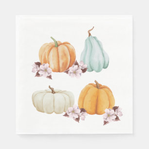 Pumpkin Floral Thanksgiving Dinner  Napkin