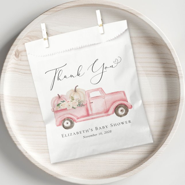 Pumpkin Floral Truck Baby Girl Shower Thank You Favour Bag (Creator Uploaded)