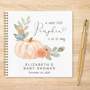 Pumpkin Floral Watercolor Baby Shower Guest Book