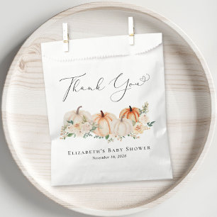 Pumpkin Floral Watercolor Baby Shower Thank You Favour Bag