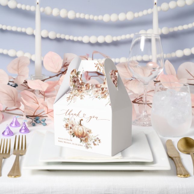 Pumpkin & Flower Boho Fall Baby Shower Favor Box (Wedding)