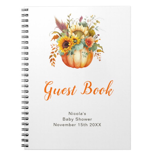 Pumpkin Flower Bouquet Baby Shower Guest Book (Front)