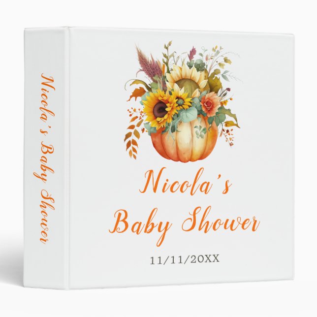 Pumpkin Flower Bouquet Baby Shower Photo Album Binder (Front/Spine)