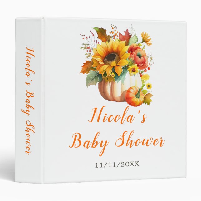 Pumpkin Flower Bouquet Baby Shower Photo Album Binder (Front/Spine)