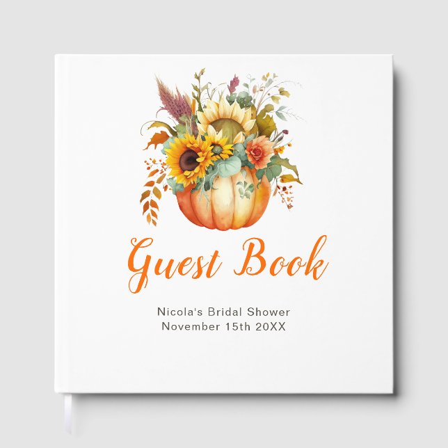 Pumpkin Flower Bouquet Bridal Shower Guest Book (Front)