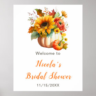 Pumpkin Flower Bouquet Bridal Shower Welcome Poster