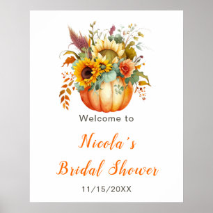 Pumpkin Flower Bouquet Bridal Shower Welcome Poster