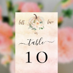Pumpkin flowers cream blush rose gold fall table number<br><div class="desc">A rose gold and blush pink gradient background,  decorated with a cream coloured pumpkin and flowers.  Personalize and add your table numbers one by one.</div>