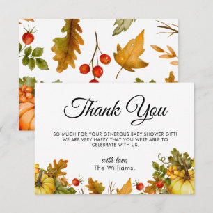 Pumpkin Foliage Autumn Baby Shower Thank You Card