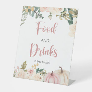 Pumpkin Food and Drinks Baby Shower Pedestal Sign
