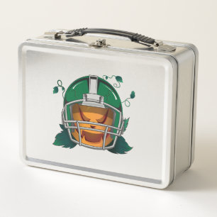 pumpkin football halloween metal lunch box