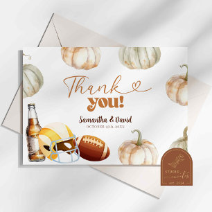 Pumpkin Footballs Couple Shower Thank You Card