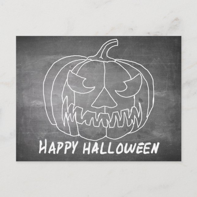 Pumpkin for Halloween 2 chalkboard look Holiday Postcard (Front)
