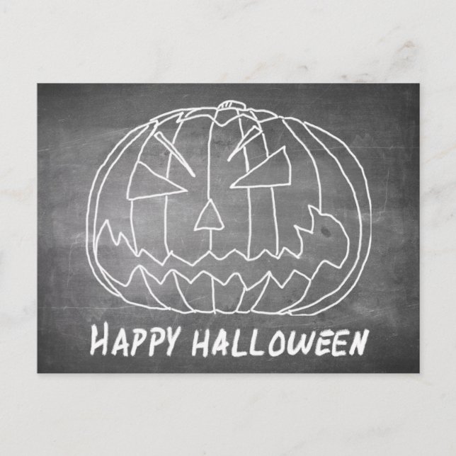 Pumpkin for Halloween 5 chalkboard look Holiday Postcard (Front)