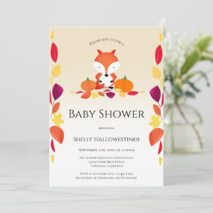 Pumpkin Fox Fall Baby Shower Invitation