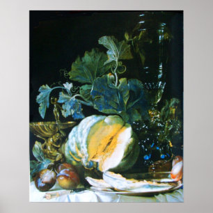 PUMPKIN ,FRUITS AND GLASSWARE POSTER