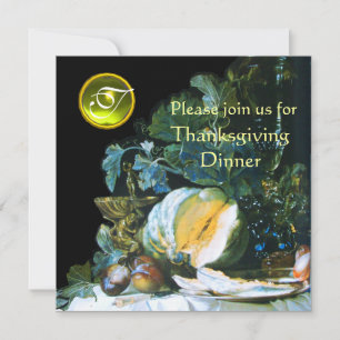PUMPKIN ,FRUITS AND GLASSWARE Thanksgiving Dinner Invitation