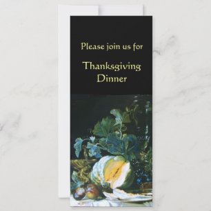 PUMPKIN , FRUITS AND GLASSWARE Thanksgiving Dinner Invitation