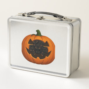 Pumpkin Full of Kittens - Cute Black Cat Halloween Metal Lunch Box