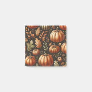 Pumpkin Fun Autumn Thanksgiving Orange Fall Leaves Post-it Notes