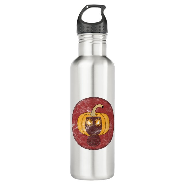 Pumpkin gas mask Halloween design 710 Ml Water Bottle (Front)