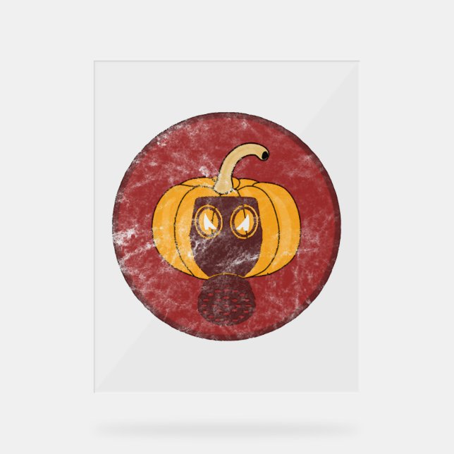 Pumpkin gas mask Halloween design Acrylic Sign (Front)