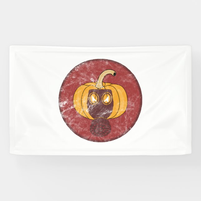 Pumpkin gas mask Halloween design Banner (Horizontal)