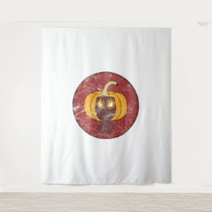 Pumpkin gas mask Halloween design Tapestry
