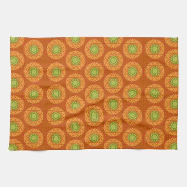 pumpkin gem 12 point star autumn kitchen towel (Horizontal)
