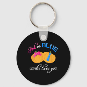 Pumpkin Gender Reveal Auntie Loves You Fall Themes Keychain
