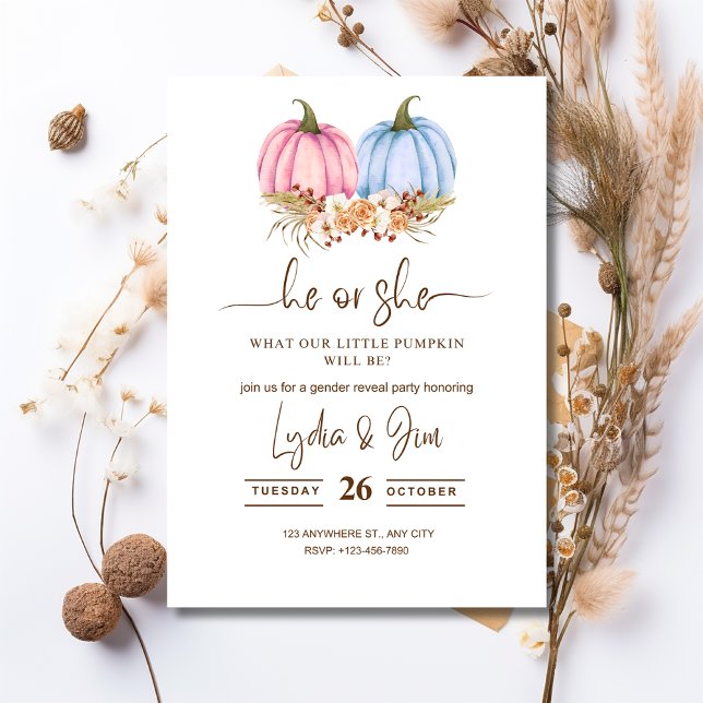 Pumpkin Gender Reveal Invitation, Fall Gender  Invitation (Creator Uploaded)