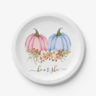Pumpkin Gender Reveal Invitation, Fall Gender  Paper Plate