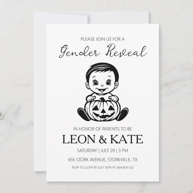 pumpkin gender reveal invitations (Front)