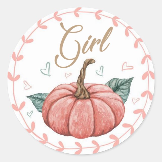 Pumpkin Gender Team Girl Reveal Stickers  (Front)