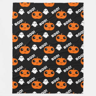 Pumpkin Ghost Halloween Pattern Fleece Blanket