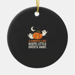 Pumpkin Ghost Halloween Quote Design_1 Ceramic Ornament