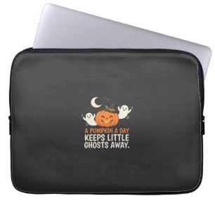 Pumpkin Ghost Halloween Quote Design_1 Laptop Sleeve