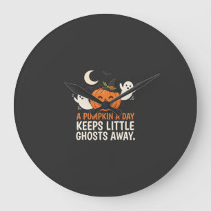 Pumpkin Ghost Halloween Quote Design_1 Large Clock