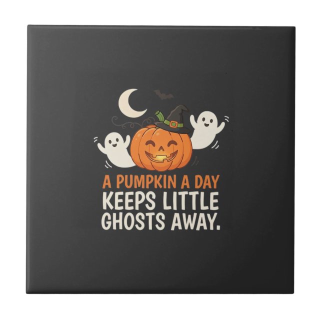 Pumpkin Ghost Halloween Quote Design_1 Tile (Front)