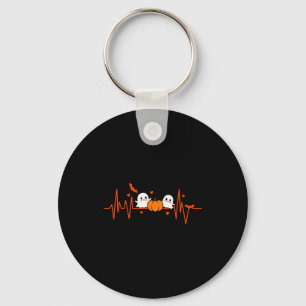 Pumpkin Ghost Heartbeat Ekg Halloween Ecg Tech Car Keychain