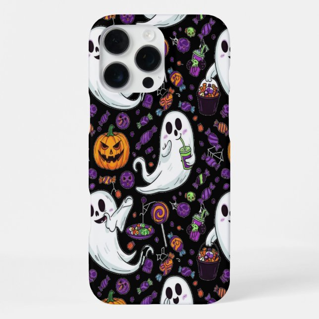 Pumpkin Ghost Pattern Cute Halloween iPhone Case (Back)