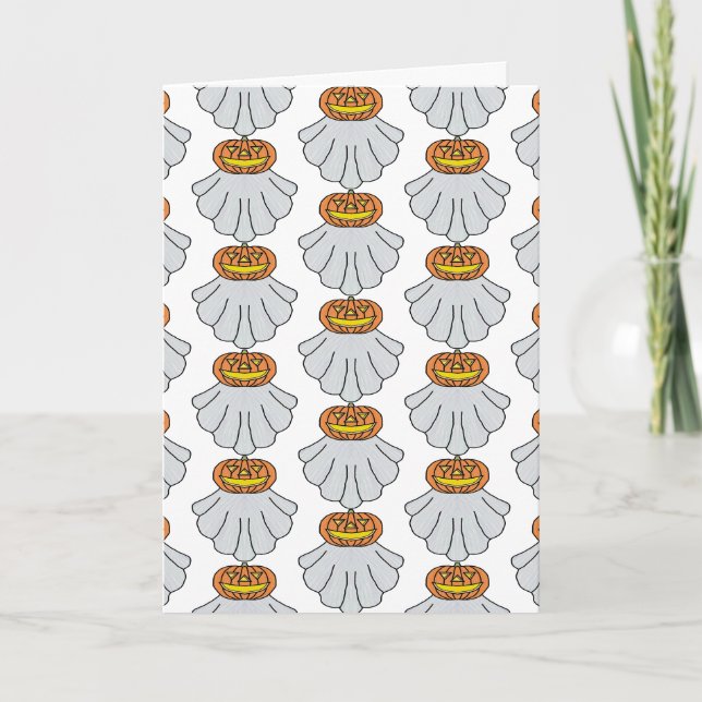 Pumpkin Ghost (pattern white) - Greeting Card (Front)