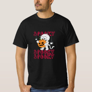 Pumpkin Ghost Red Lettering spooky Halloween T-Shirt