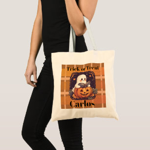 Pumpkin Ghost Trick or Treat Halloween Candy Tote Bag
