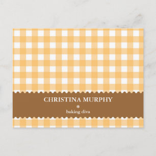 Pumpkin gingham lined custom name recipe card