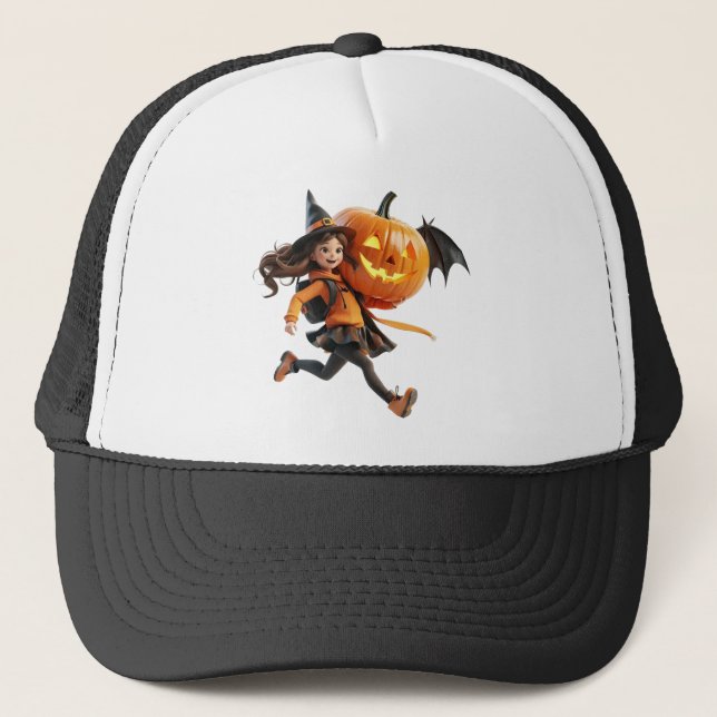 Pumpkin Girl Trucker Hat (Front)